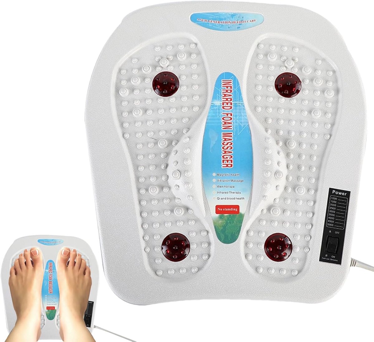 Elektrisch voetmassageapparaat, verwarmd voetmassageapparaat - Voetmassageapparaat voor thuis: voetmassageapparaat met warmte, geeft vermoeide spieren en klachten van
