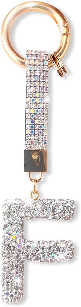 Diamant bezette zilveren alfabet sleutelhanger voor vrouwen, schattige glanzende autosleutelhanger, rugzakaccessoires, gepersonaliseerde geschenken