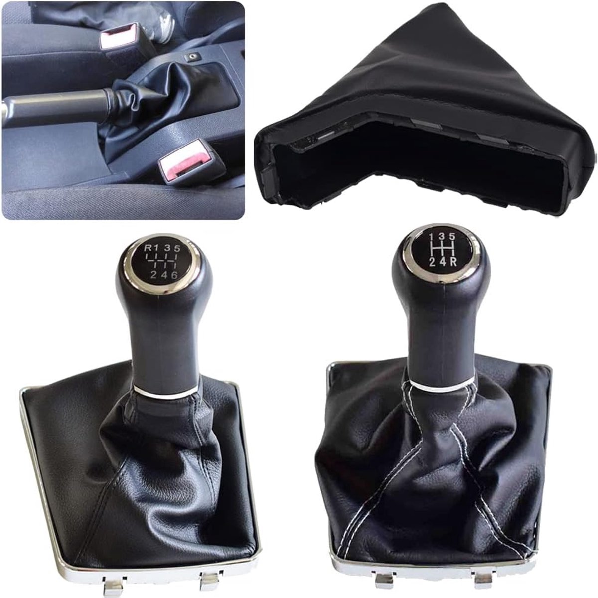 Voor -AUX-Hall -OP-EL -AS-TRA- III- H 1.6 2004 2005 2006 2007-2010 Versnellingsbak Handgrepen Versnellingspook Knop+Stof Handrem Proof Cover (Zwarte Draad- R boven- 5 versnellingen)