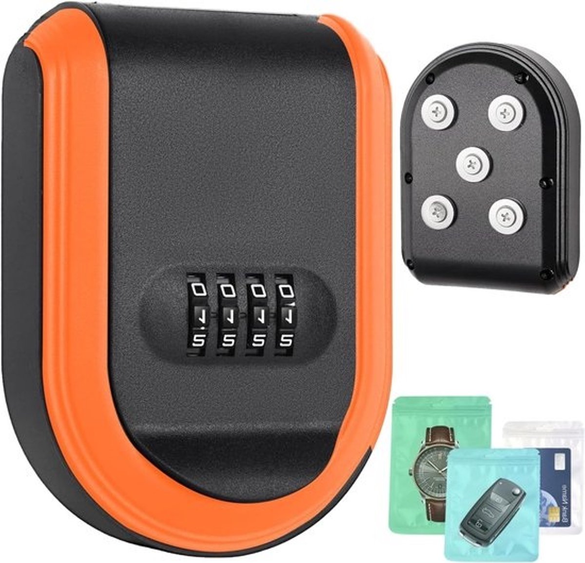 2-in-1 Sleutelkluis en Magnetische Sleutelhouder voor Onder Auto's - 10 Sterke Magneten en Combinatieslot