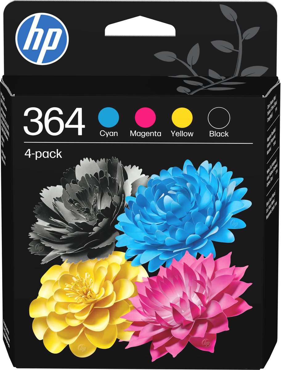 Bol.com HP 364 - Inktcartridge / Zwart / Cyaan / Magenta / Geel / 4-Pack (N9J73AE) aanbieding