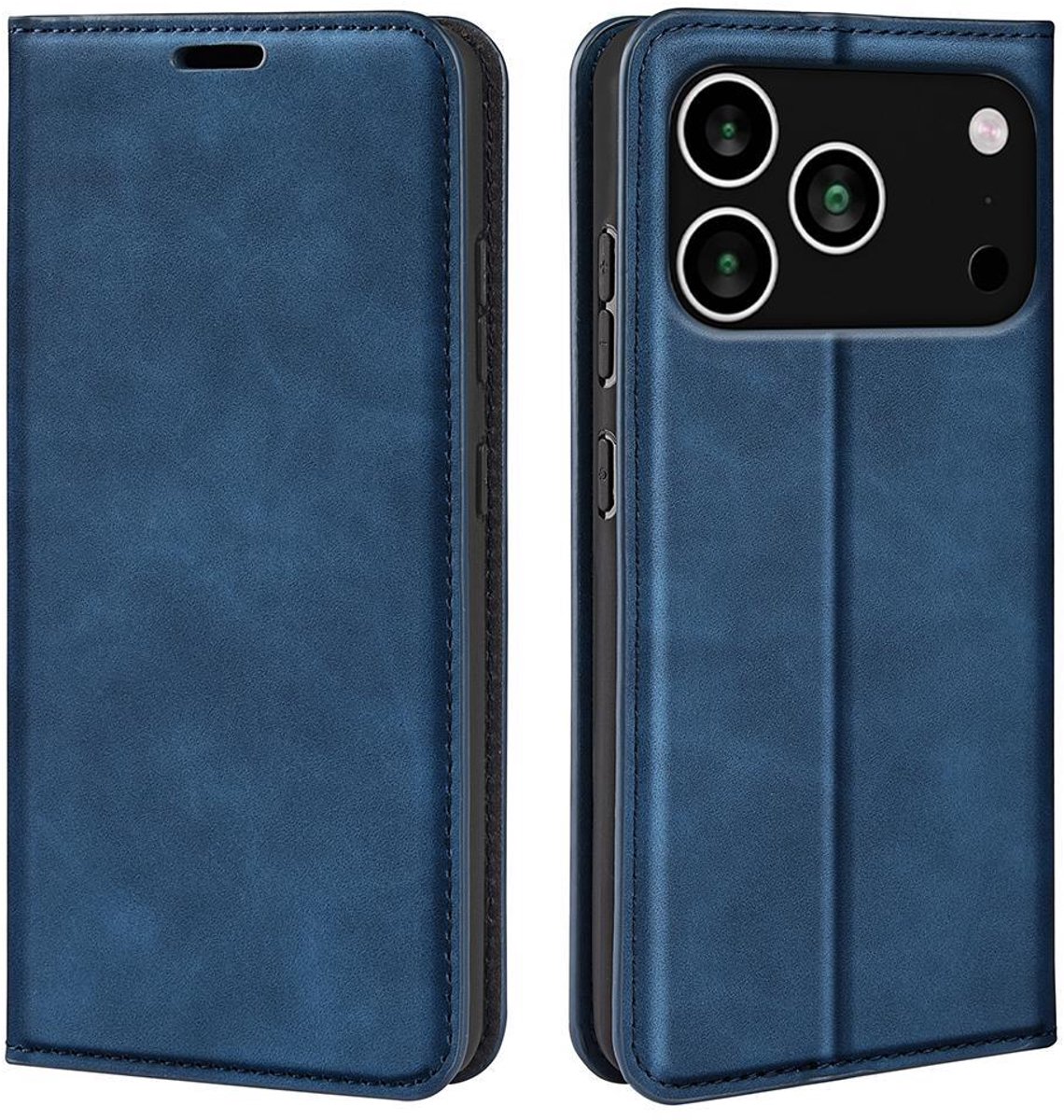 Mobigear Telefoonhoesje geschikt voor Apple iPhone 18 Pro Max Hoesje | Mobigear Retro Slim Bookcase Portemonnee | Pasjeshouder voor 3 Pasjes | Telefoonhoesje voor Pinpas / OV Kaart / Rijbewijs - Donkerblauw