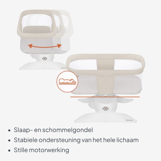 Lionelo Vivi Set Elektrische Babywipstoel 2in1 - Babyschommel & Wipstoel vanaf Geboorte tot 9 kg - - 360° Draaibare Zitting - Bewegingssensor - Bluetooth - Afstandsbediening - 5 Schommelsnelheden - T25 Matras van LIONELO — afbeelding 4
