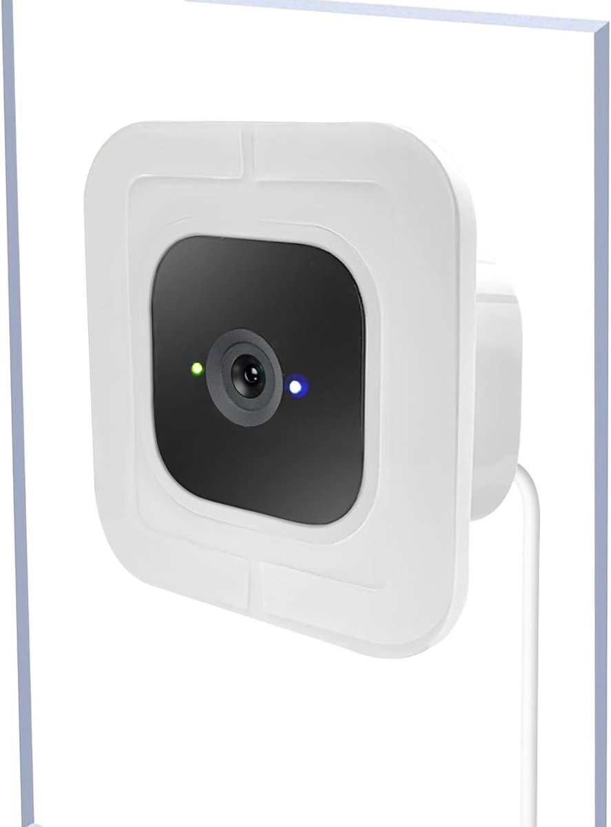 2 stuks raambevestiging compatibel met Blink Mini Indoor, beveiligde cameraglas wandhouder voor enkel glas, ramen/deuren voor buitenbeveiligingsbewaking, wit