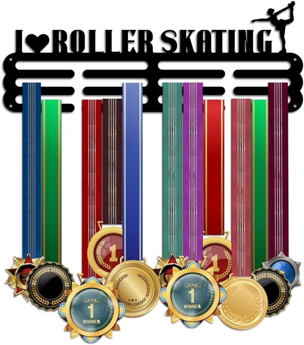Roller Skates Medaillehouder voor Sportprijzen - Wandmontage Medaille Display met Gegradueerde Haken voor Competitie Medailles en Awards