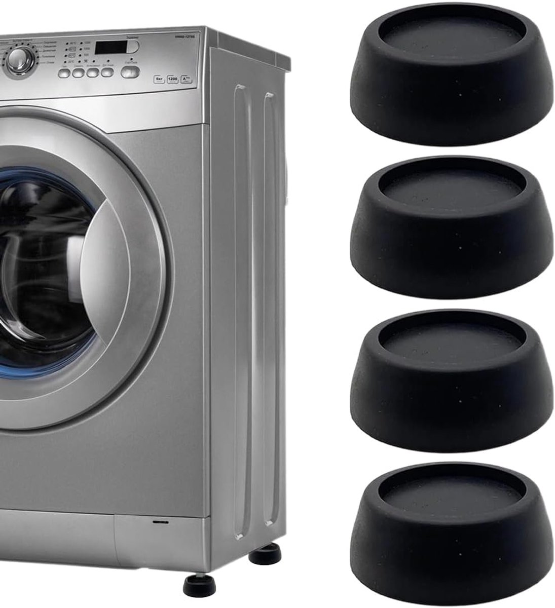 Anti-vibratievoeten voor wasmachine en droger van antislip rubber, universeel, 4 stuks, universele voeten voor wasmachine, trillingsdemper met rubber, geschikt voor het beschermen van wasmachines en