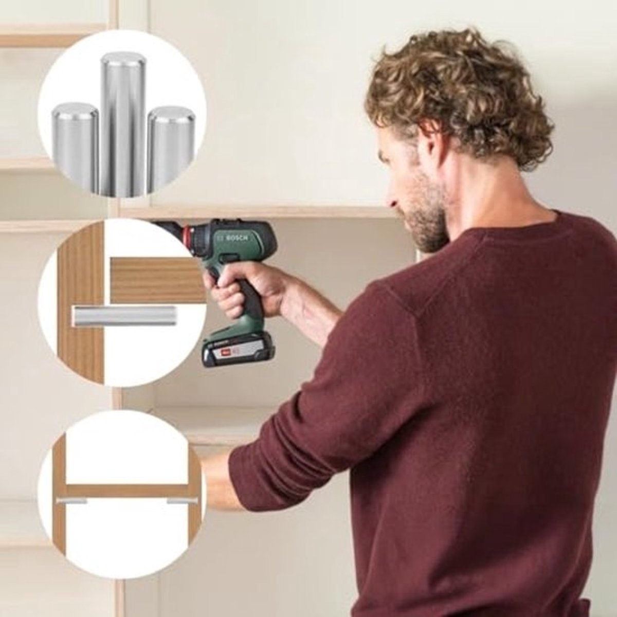 Shelf Support Plugs 5 x 45 mm - Pack van 25 - Cylindrical Holders voor Kasten en Meubels