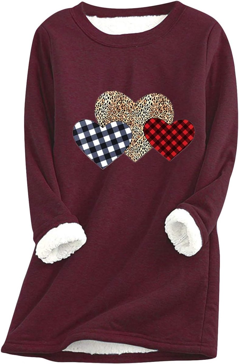 Winter Pluche Gevoerde Trui Shirt Lange Mouw Warm Trui Print Kerstplezier
