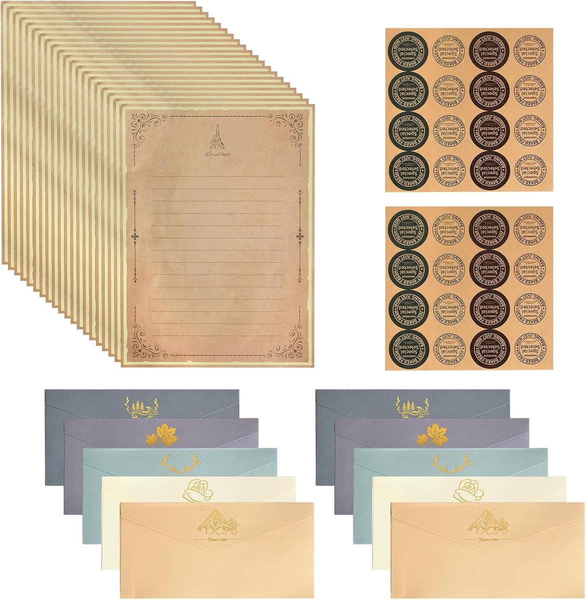 Set van 2 papieren enveloppen, gekleurde enveloppen, briefpapier en mooi, voor bruiloftsuitnodigingen, wenskaarten, cadeau