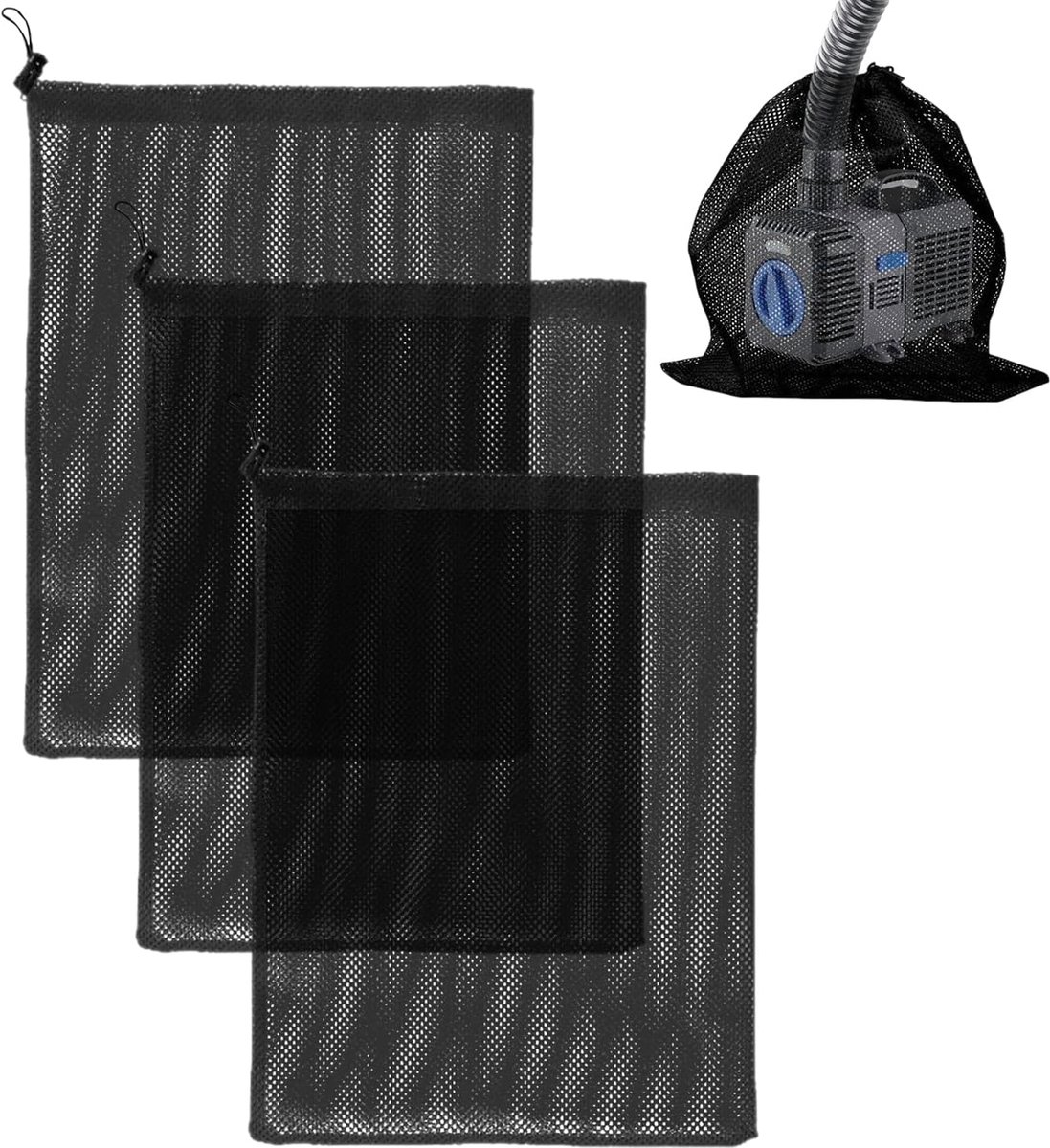 3 Stukken Van Het Netwerkzak Van De Waterpomp Filter, Onzuiverheidsfilter, Netwerk Waterdichte Geweven Zak, Vijverfilter, Geschikt Voor Aquarium, Tuinfontein, Openluchtzwembad.