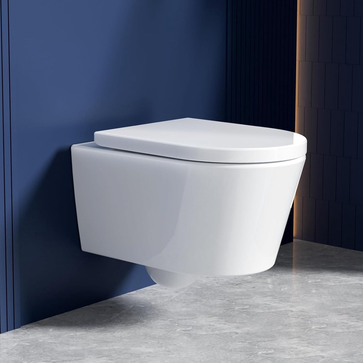 Spoelrandloos wandtoilet diepspoeltoilet - hangende toiletten met efficiënte spoeltechniek, toiletpot inclusief wc-bril met softclosemechanisme en snelspanner, wit, 48,5 cm lang