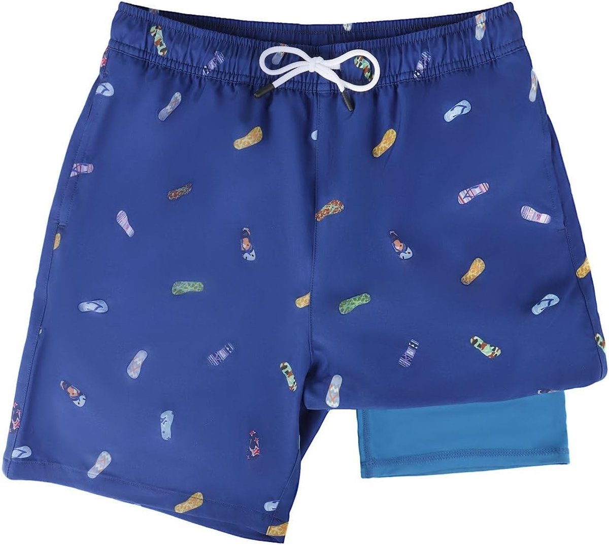 Zwembroek voor jongens, 2-in-1 zwemshorts voor jongens, met compressie en verstelbaar trekkoord, zwembroek voor jongens van 5-14 jaar