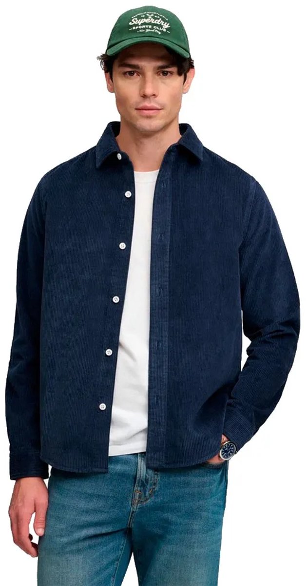 Superdry Corduroy Overshirt Heren Lange mouwen shirts Marineblauw