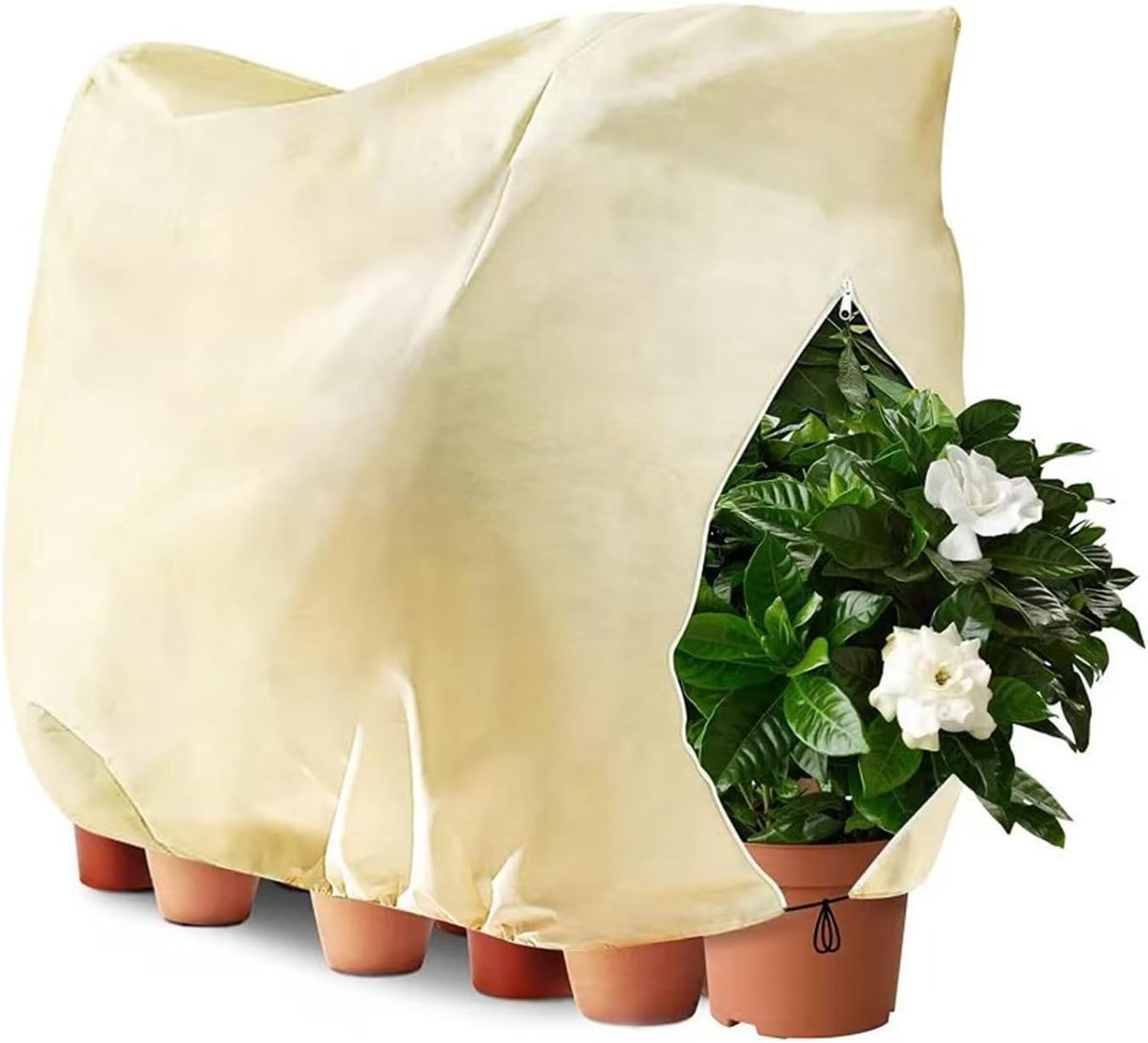YAGXIG Winterplantenhoes - Beschermhoes tegen de kou voor planten - Vorstbestendige en warme hoes - Met ritssluiting en trekkoord - Geschikt voor planten, fruitbomen, struiken en potplanten - 78,7 * 94,4 inch