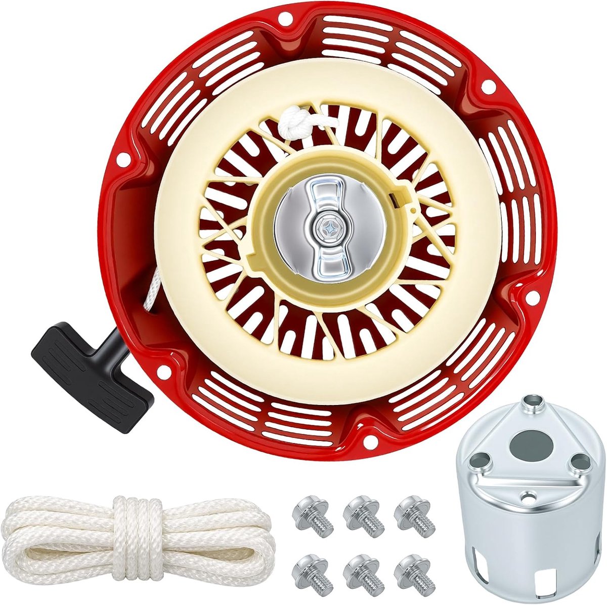 Compatibel met Honda GX340 GX390, voor 339cc 389cc 420cc Benzinemotoren, Vervangt 28400-ZE3-W01, Handstarter met Startkoord voor Tuin- en Landbouwmachines