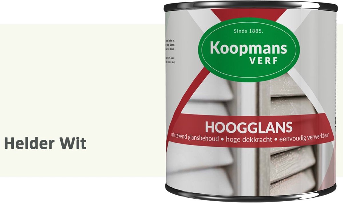 Koopmans Hoogglans Lakverf Binnen & Buiten – Voor Hout en Metaal – Krasvast – Hoge Dekkracht – Kozijnen, Deuren & Meubels – Helder Wit – 750 ml