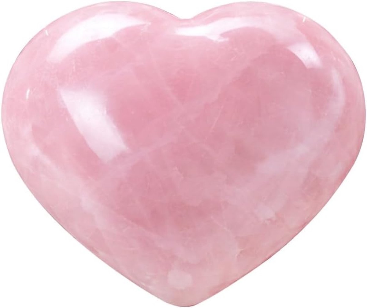Rozenkwarts edelsteen hart handgesneden puff stenen set zak