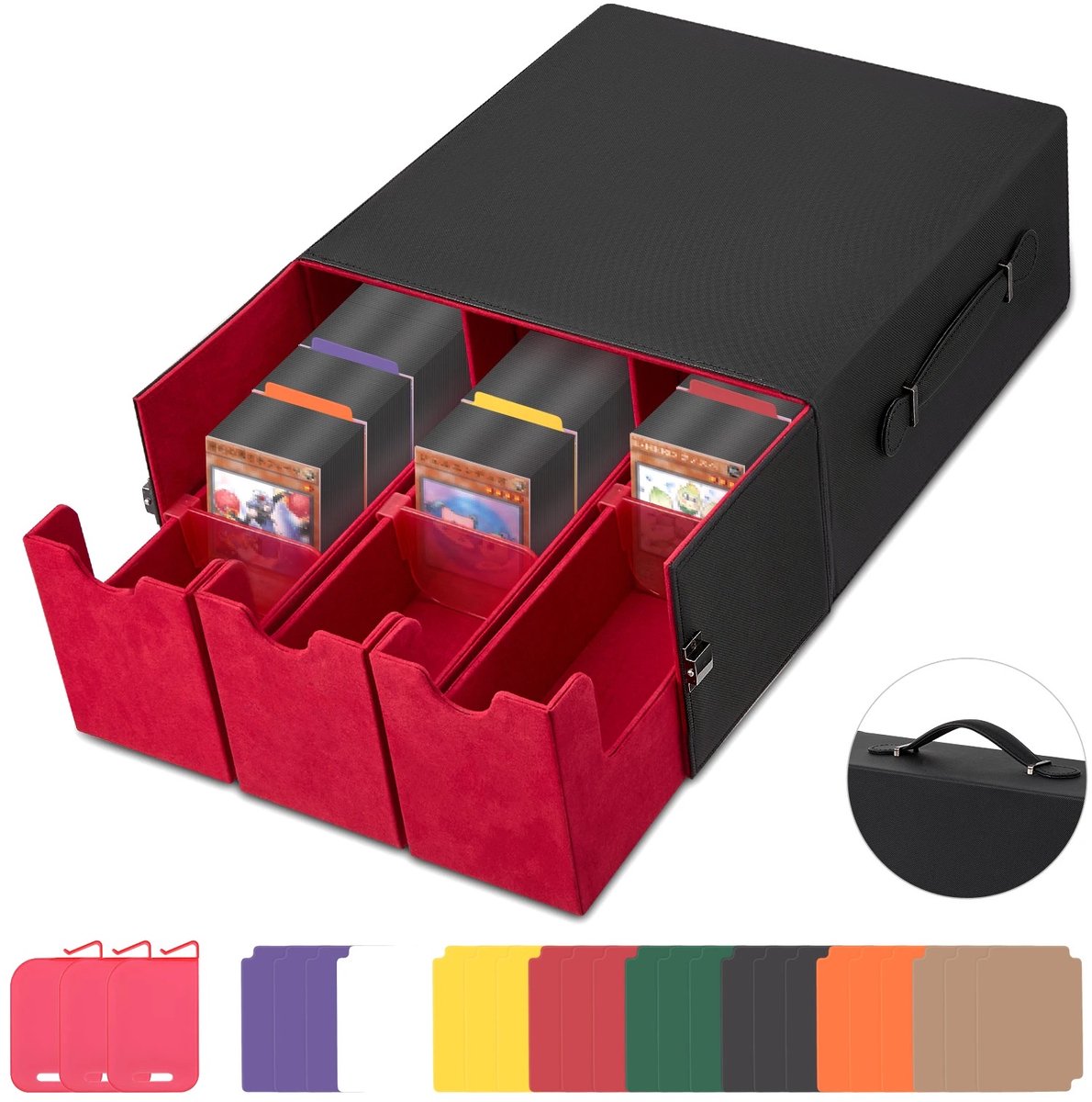Nyoz opbergdoos voor verzamelkaarten - Opbergbox - Kaartenhouder - 2400+ kaarten - Magneetsluiting - PU leer - 24 scheidingsbladen