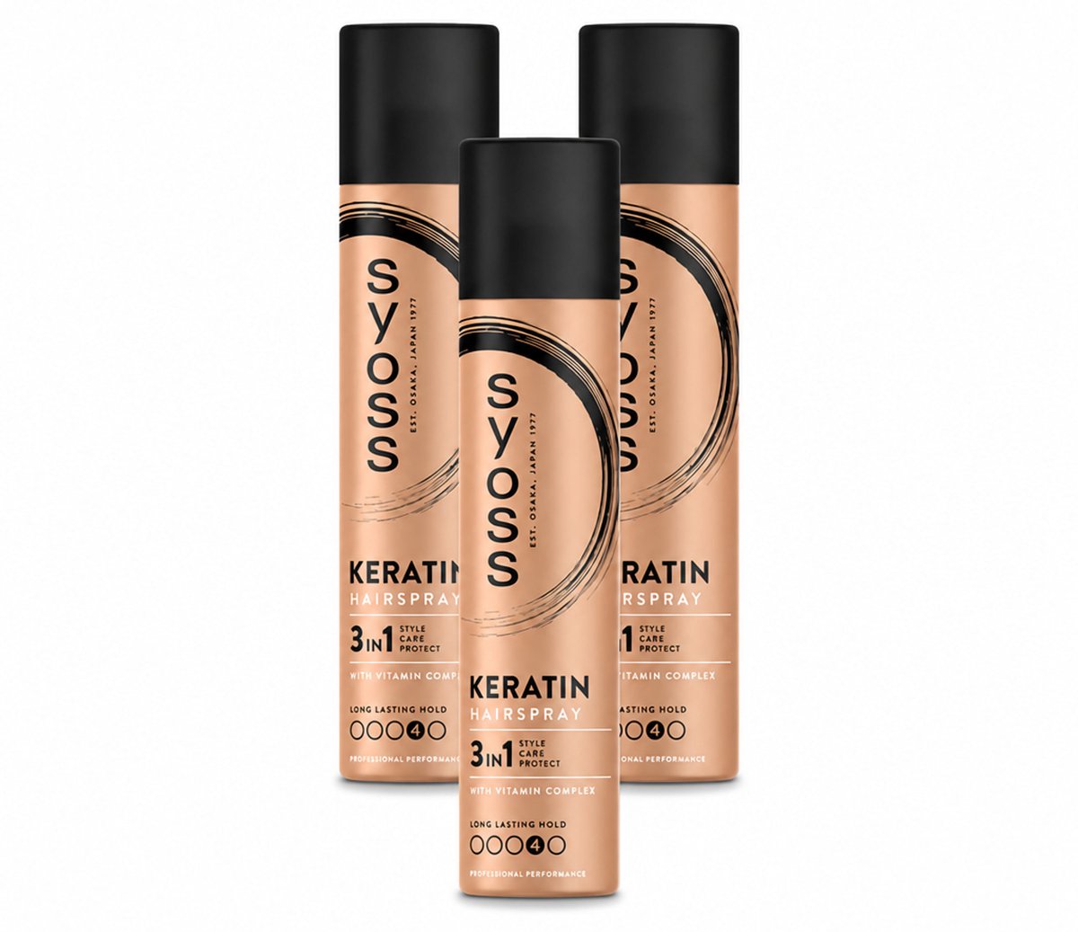3 x Syoss - Keratin - Haarspray - Versterkt & Fixeert - 300 ml - Voordeelverpakking - 3 stuks