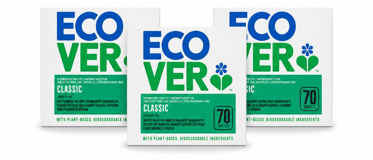 3 x Ecover - Vaatwastabletten Classic - Citroen & Limoen - 70 Tabs - Voordeelverpakking - 3 stuks