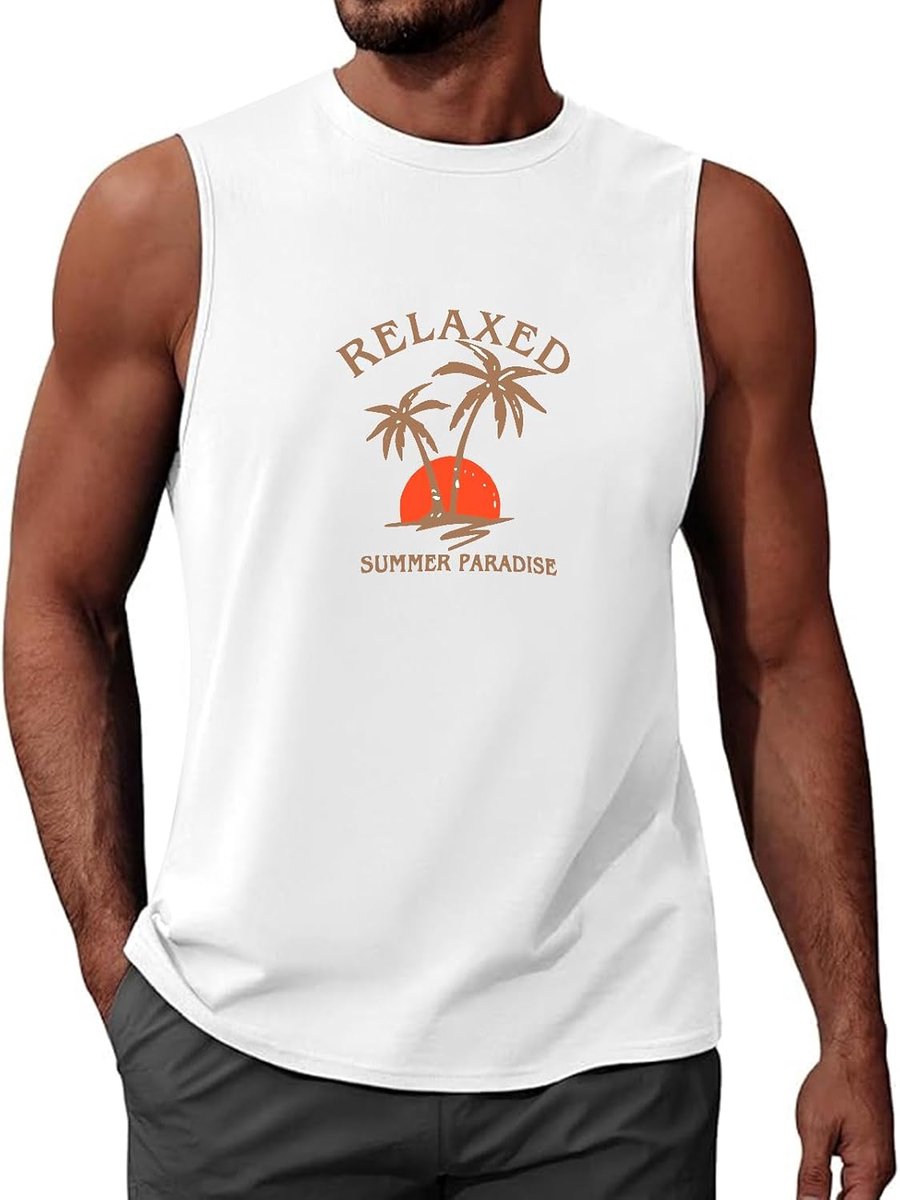 Heekpek Heren Vesten Tops Mouwloos T-shirt Mannen Tank Top Zomer Ronde Hals Hawaiiaanse Gedrukt Strand Vest voor Vakantie Gym