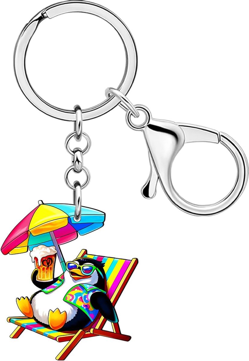 Cool Hawaiiaanse Strand Pinguïn Sleutelhanger Sleutelhanger Kettingen Geschenken Voor Vrouwen Meisjes Strand Liefhebbers Autosleutels Portemonnee Charms