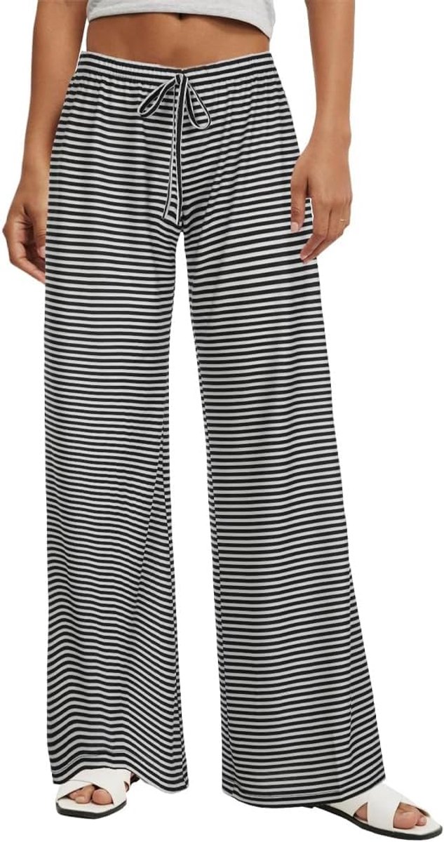 Brede broek, elastisch, lange joggingbroek, nachtbroek met trekkoord, comfortabele huisbroek, zachte broek, rechte pijpen, yoga, ontspanning, lounge, pyjama