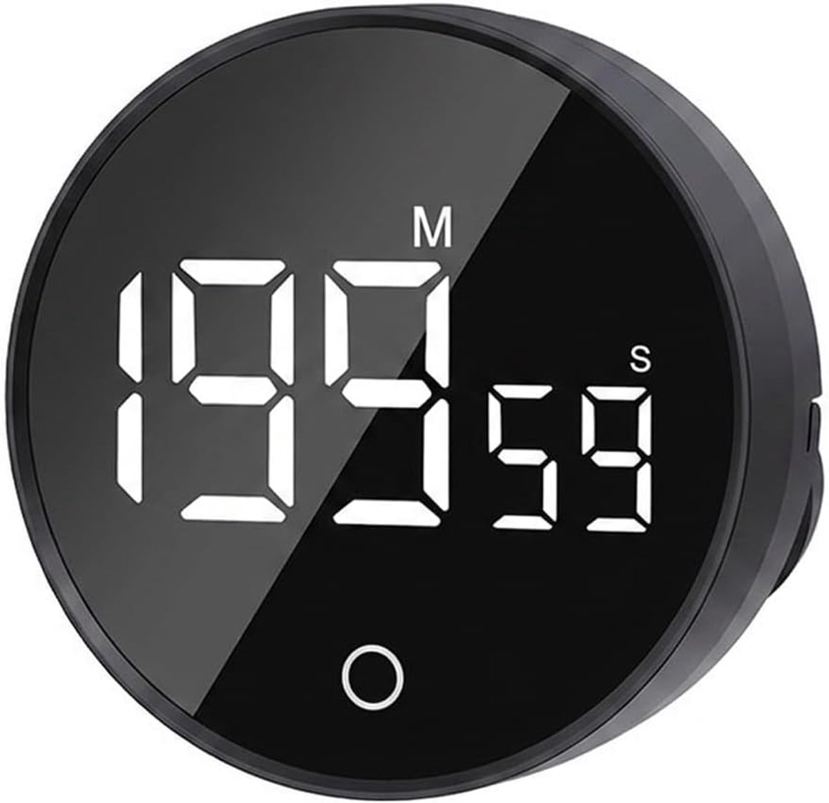 Keukentimer, magnetisch, afteltimer, visueel met 3 volumeniveaus, eierwekker met groot led-scherm, 120 minuten voor koken, bakken, sport, studeren (zwart)
