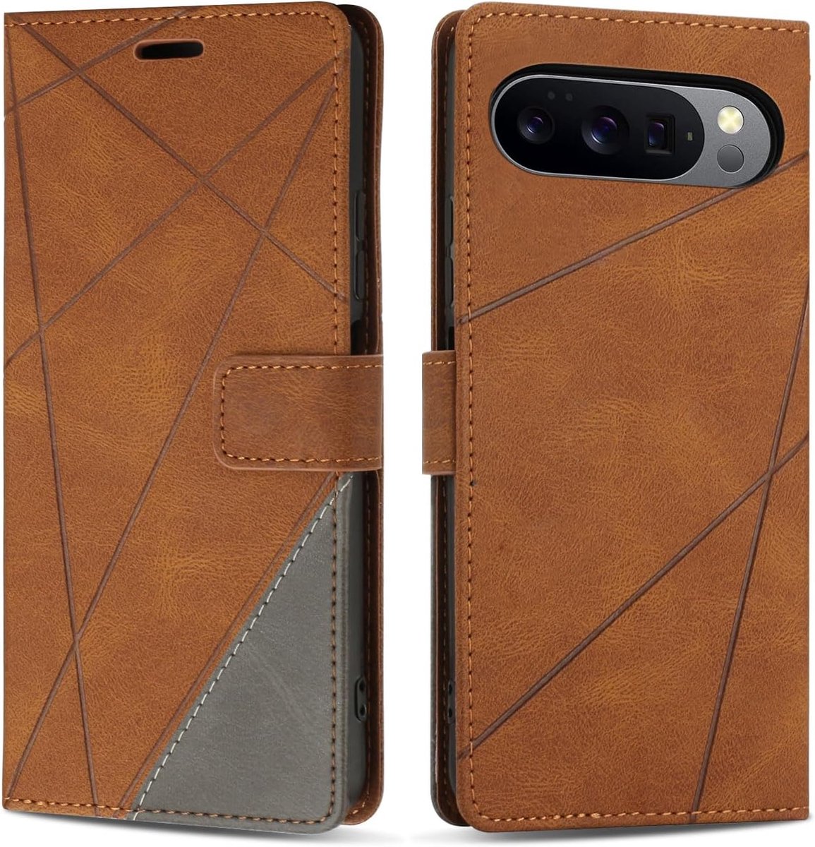 Hoesje voor Google Pixel 10 Pro XL, Premium Lederen Portemonnee Beschermhoes Telefoonhoesjes met Kaartenvakken Beschermhoesje voor Google Pixel 10 Pro XL, Bruin
