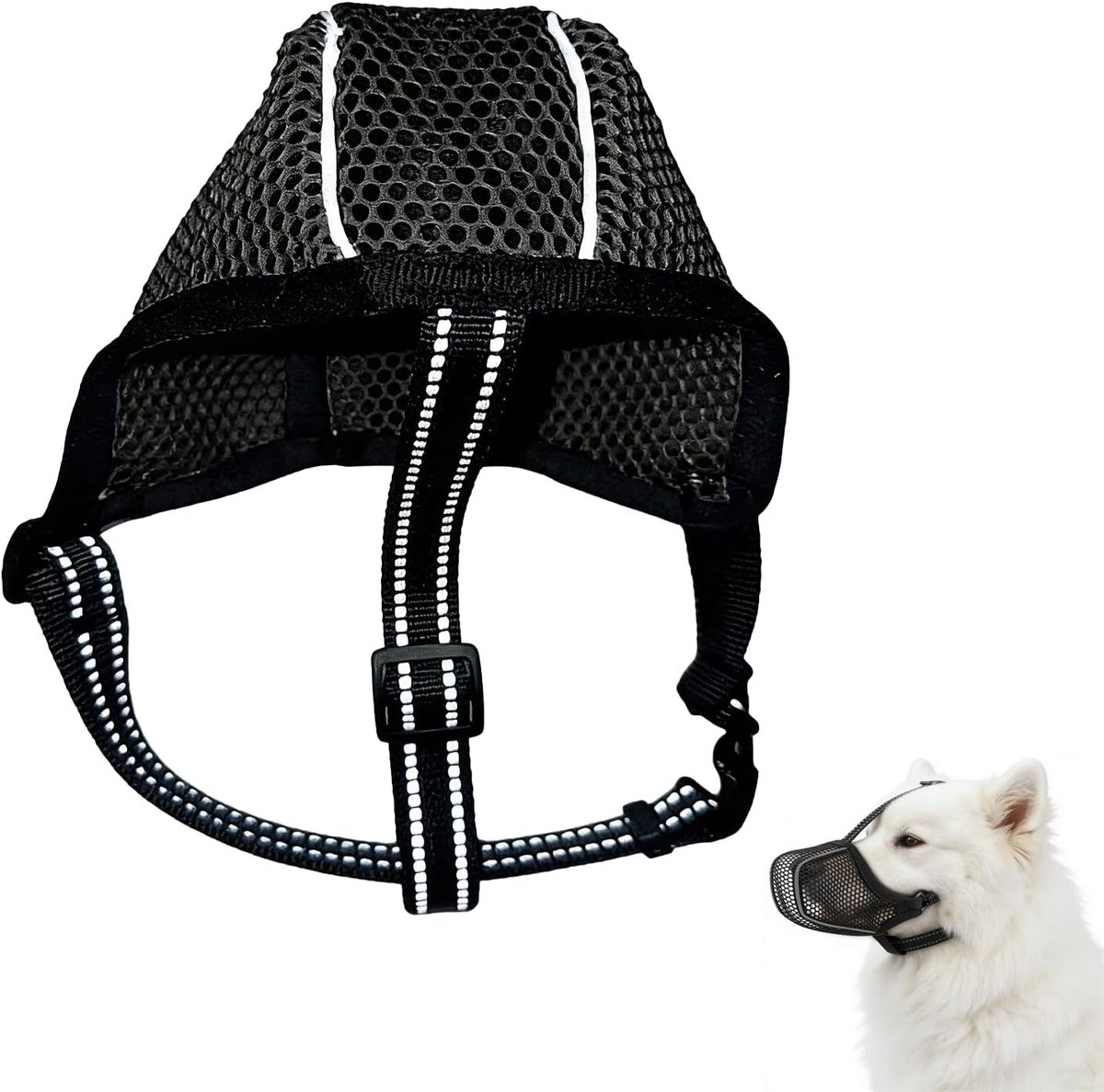 Muilkorf voor kleine honden, reflecterende bescherming voor honden, verstelbaar, anti-giftig aas, muilkorf, geschikt voor de training van kleine honden en voor het kalmeren bij
