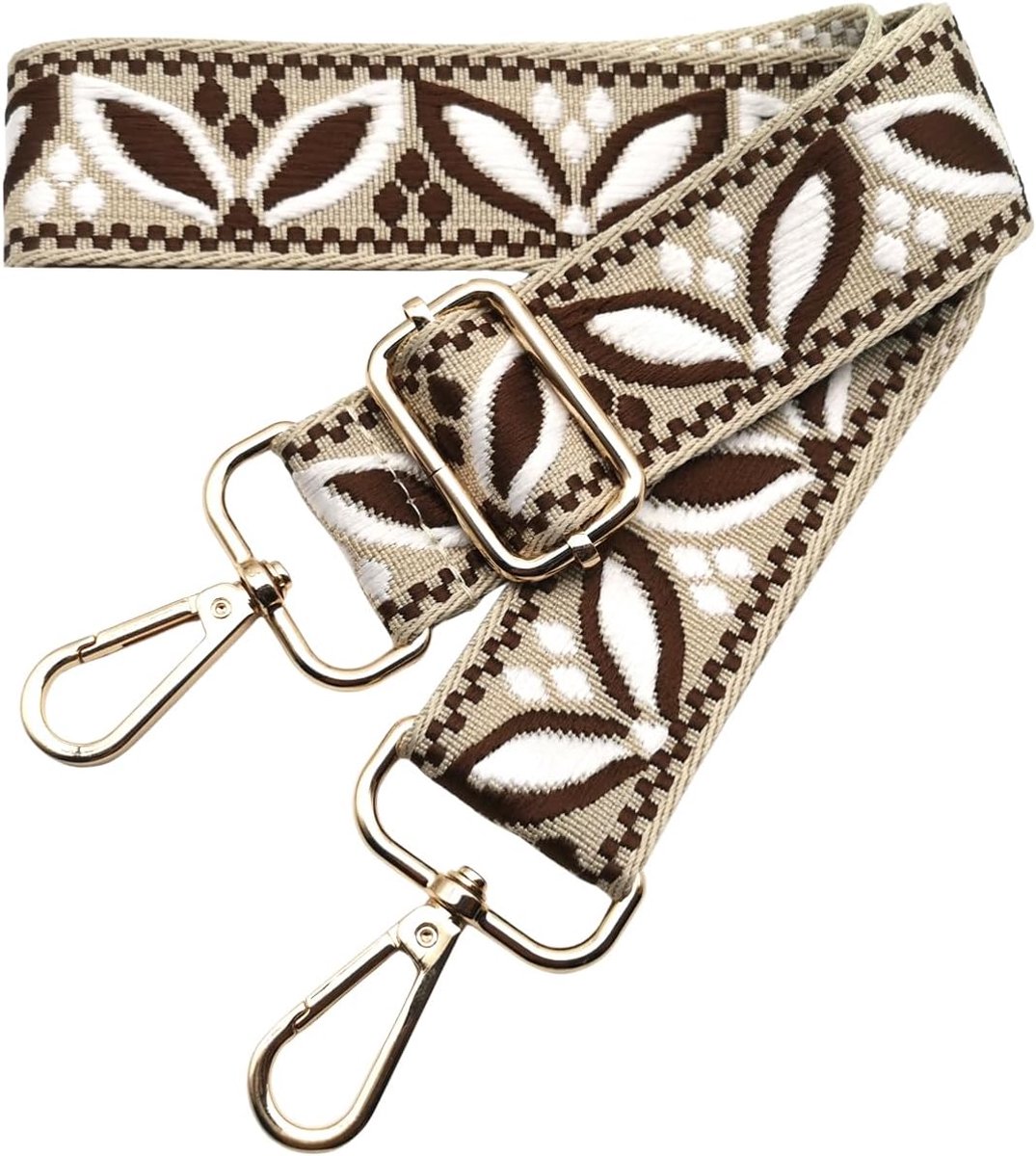 Tasriem om te wisselen, brede schouderriem voor damestassen, 3,8 cm, tasriem met goudkleurige karabijnhaak, schouderriem voor dames, moderne crossbody, handtas, beige-lichtkoffie, 614