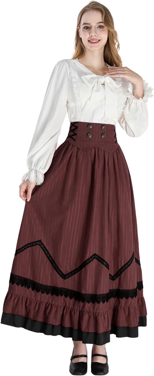 Kleding dames victoriaanse jurk feestelijke jurken carnaval kostuum dames renaissance blouse rok set