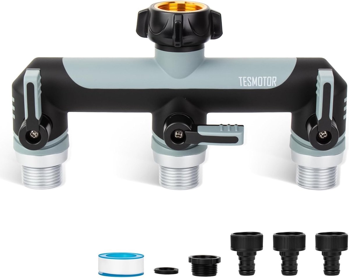 3-Weg Kraan Splitter - 3/4 Inch Multifunctionele Slangconnector met Individuele Ventielen voor Tuin en Keuken Gebruik