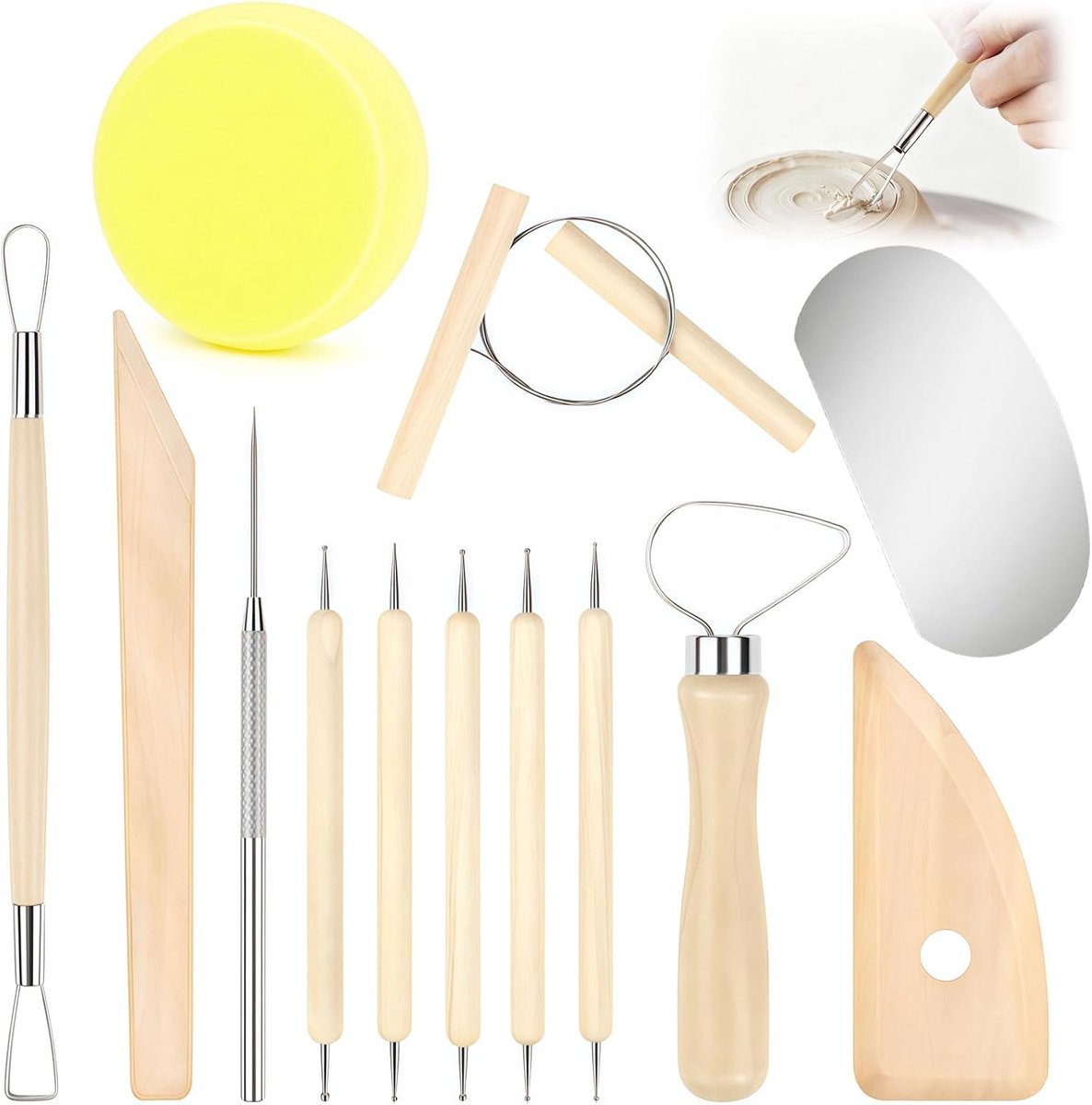 13-Delige Keramische Modelleerset, Kleisculptuurset, Polymeerklei Aardewerk Voor Doe-Het-Zelf Keramische Knutselprojecten Voor Beginners En Professionals