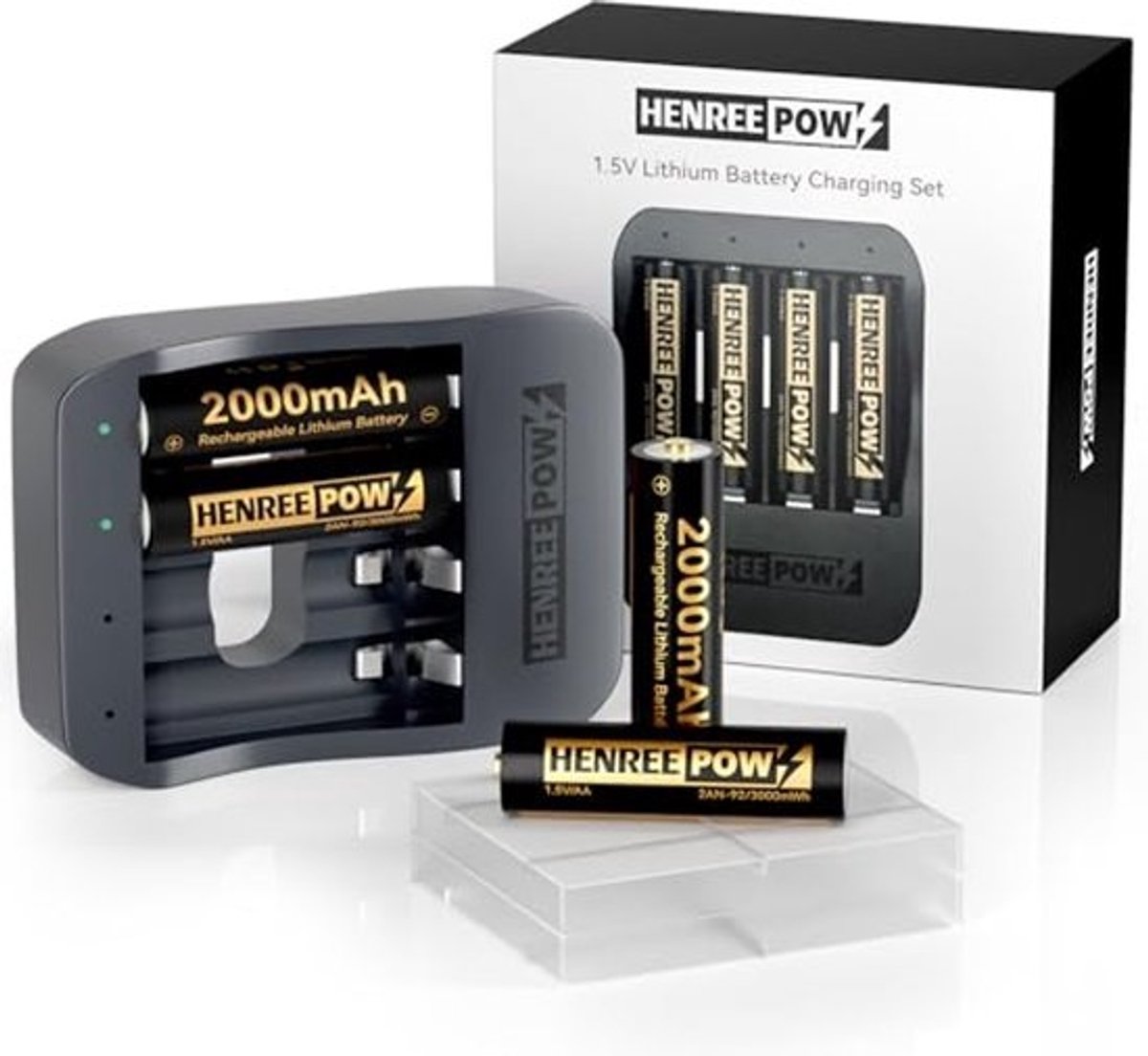 Oplaadbare AA Lithiumbatterijen 1.5V - Hoge Capaciteit 3000 mWh - 4-Pack
