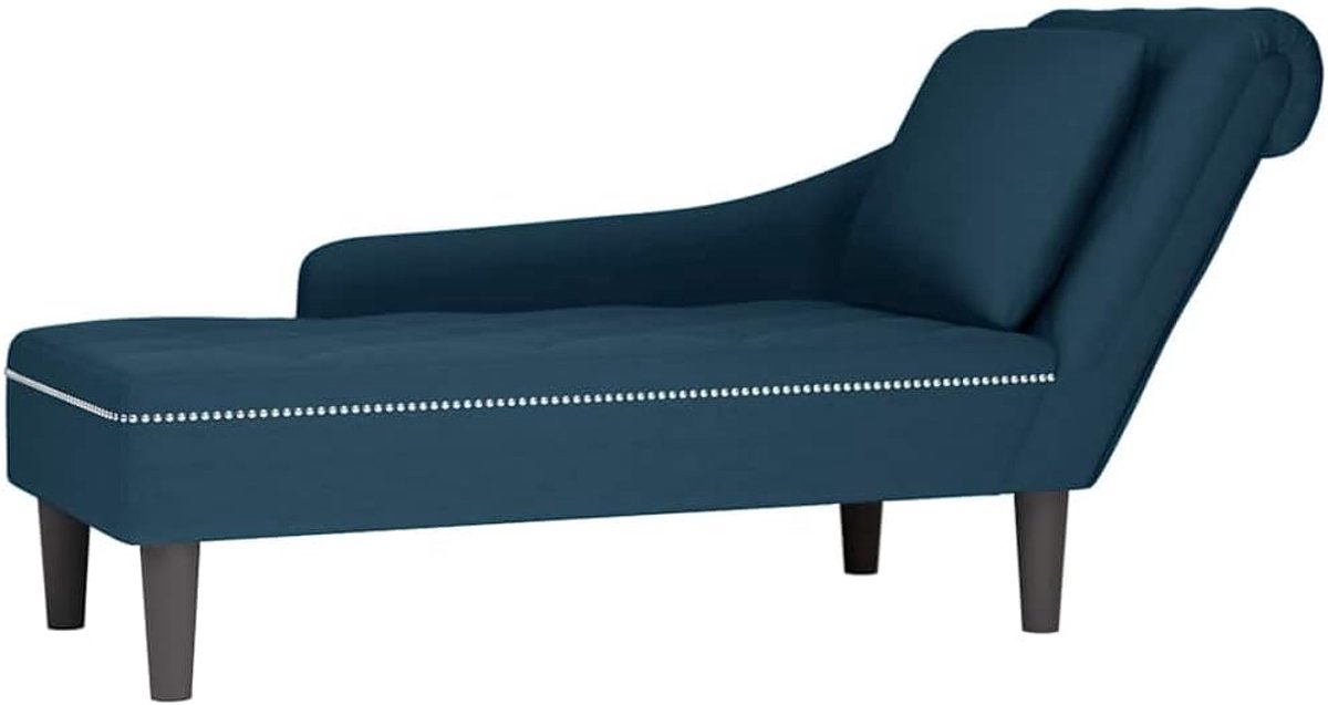 Stoel fluweel blauw met lendenkussen