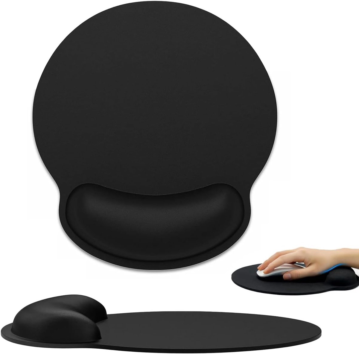 Muismat met gelkussen, muismat met handsteun, ergonomische muismat, polssteun van traagschuim, antislip en spatwaterdicht, geschikt voor desktop-pc's en laptops