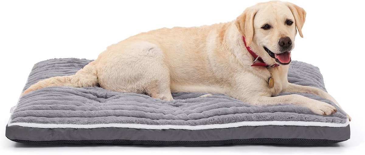 Hondenmand: Wasbaar Hondenkleed - Zachte Pluche Stof - Antislip Onderkant - Ideaal voor in de woonkamer, bench of kofferbak van de auto Grijs (106 x 70 x 7 cm)