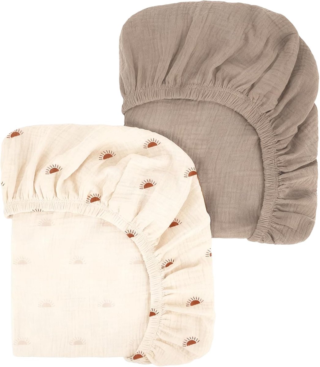 Mandlakens, zacht en comfortabel, Moses Basket matrasbeschermer, geschikt voor het verschonen van kussens en wiegjes, mousseline hoeslaken, elastisch ontwerp past op wiegjes en zijbedden (2