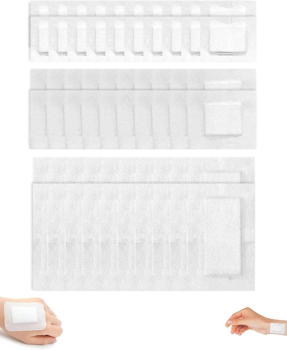 Set Vlies Wundverbände,60 stuks,Drei Größen 6 * 7cm 10 * 10cm 10 * 15cm,Wundzorg,Zuigbaar & Ademhalingsactief,Voor Eerste Hulp,Huishoudelijke & Outdoor Verzorging