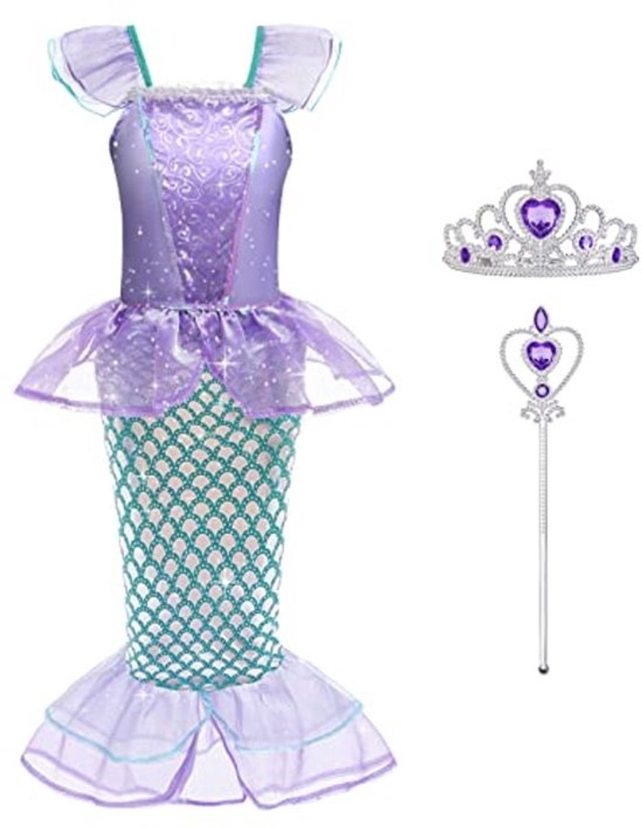 Zeemeermin kostuum voor meisjes met accessoires - Glitter jurk voor Halloween en feesten