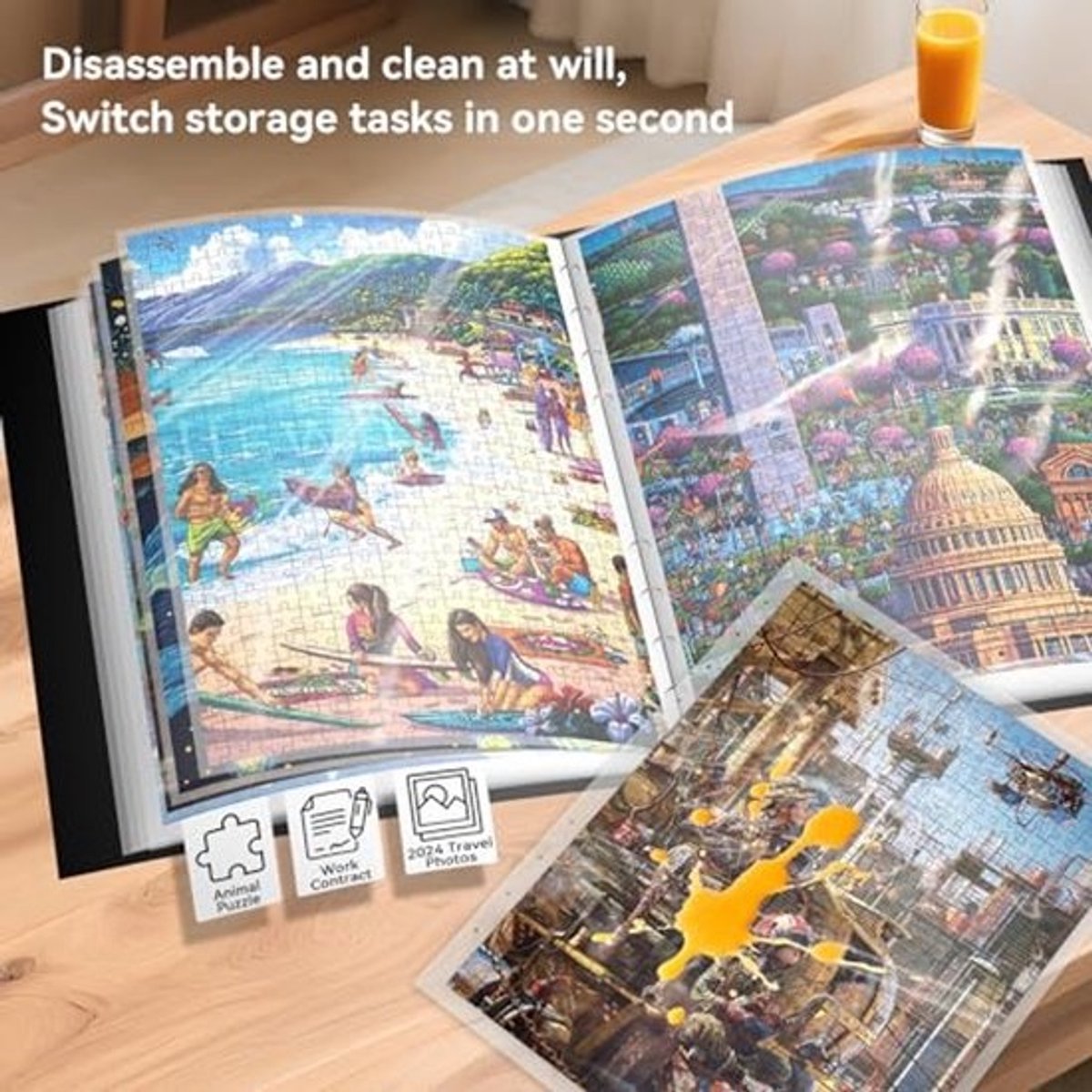 Puzzelopbergmap voor 500 stukjes met 25 vakken - Beschermende en stofdichte puzzelaccessoires — cadeau in Cadeau-ideeën - foto 3