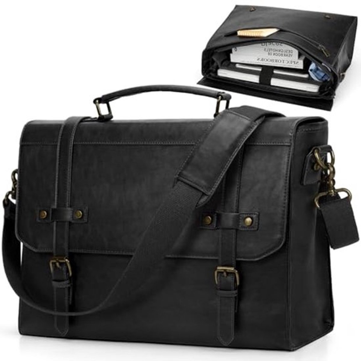 Waterproof Vintage Laptop Messenger Bag for Men - 17.3 Inches Business Briefcase