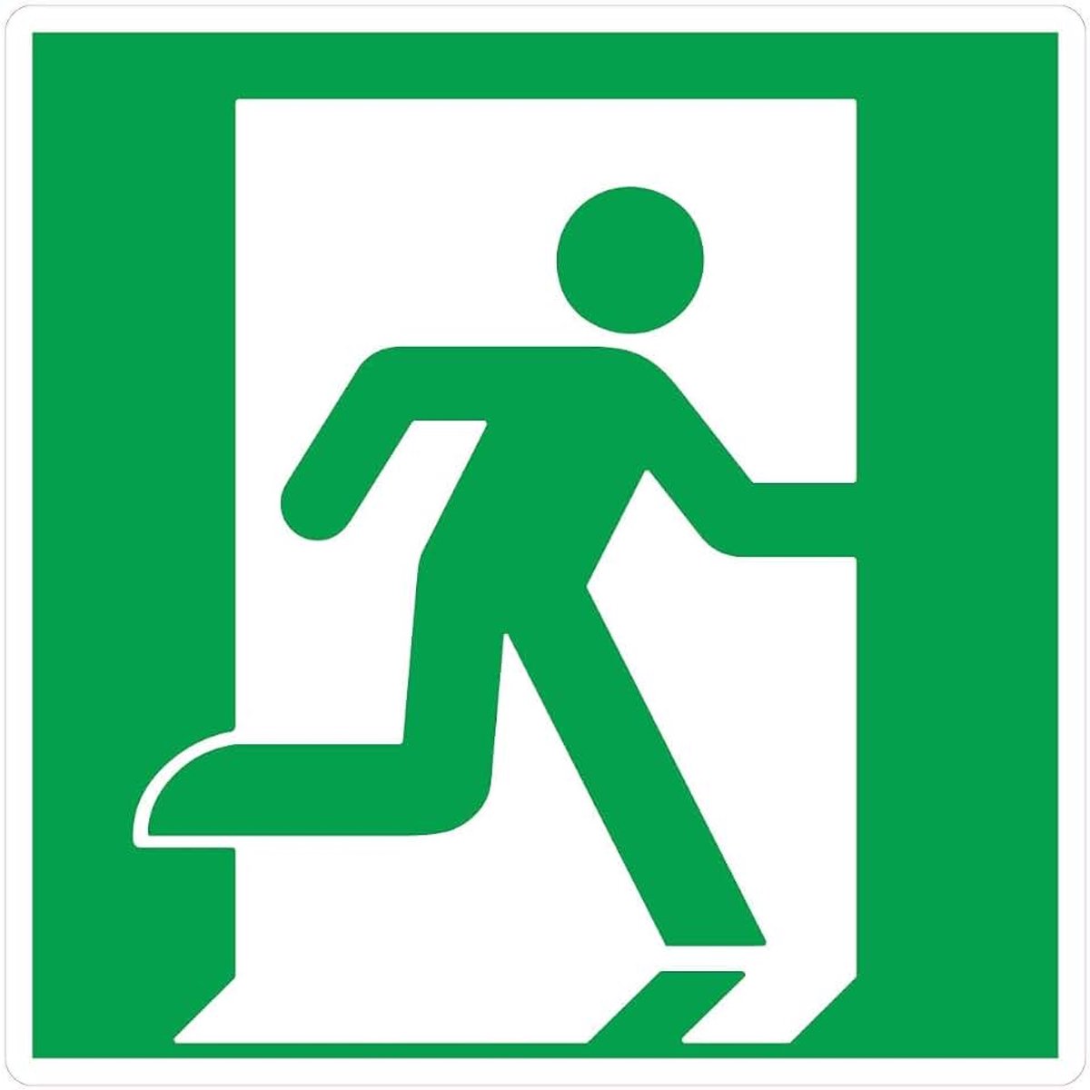 15 Stickers van 5 cm | Voor de nooduitgang rechts Sticker | Pictogram sticker ISO7010 E002