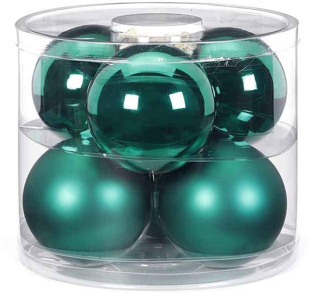 Love Christmas Kerstballen van glas 10 cm groen glanzend mat 6 stuks