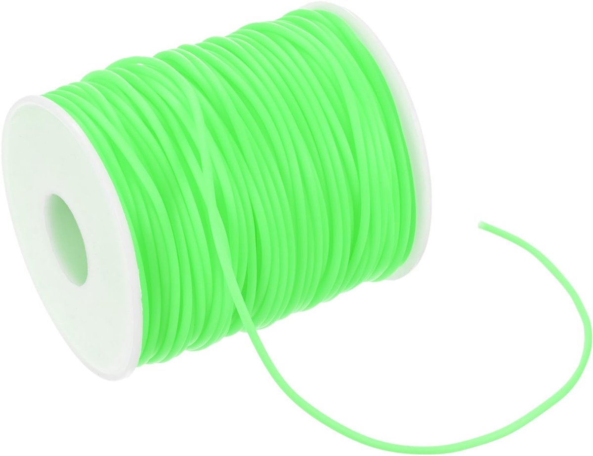 Rubberen koord met holle buis, 2 mm, elastisch koord met 1,2 mm gat, elastische touwen, kapperskoorden voor het maken van sieraden, doe-het-zelf knutselen/kettingen/armbanden [lichtgroen]
