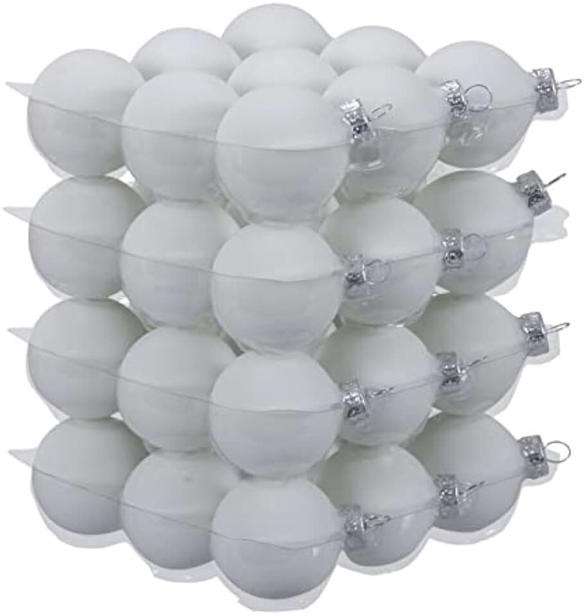 Glazen kerstballen 4 cm - mat - Kerstboomversiering wit