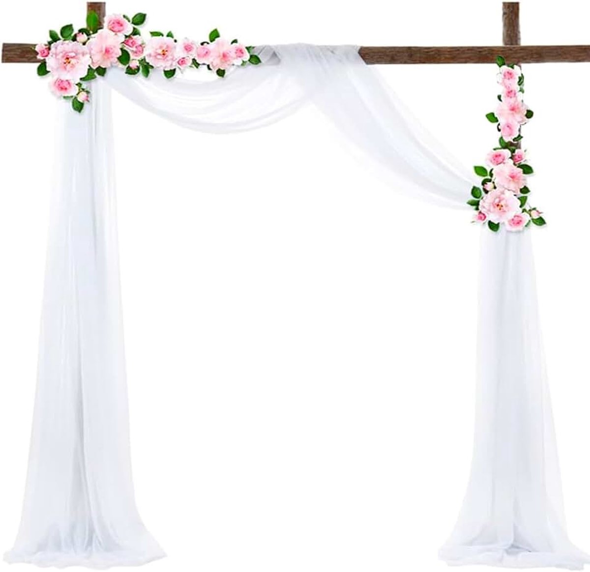 Bruiloftsboog, Hyacinthy achtergrond, chiffon, wit, tule, pelmet vrije hand, decoratie, bruiloftsboog, decoratie, boog, gordijnen, cirkelframe voor babyshower, feest, ceremonie, 75 x