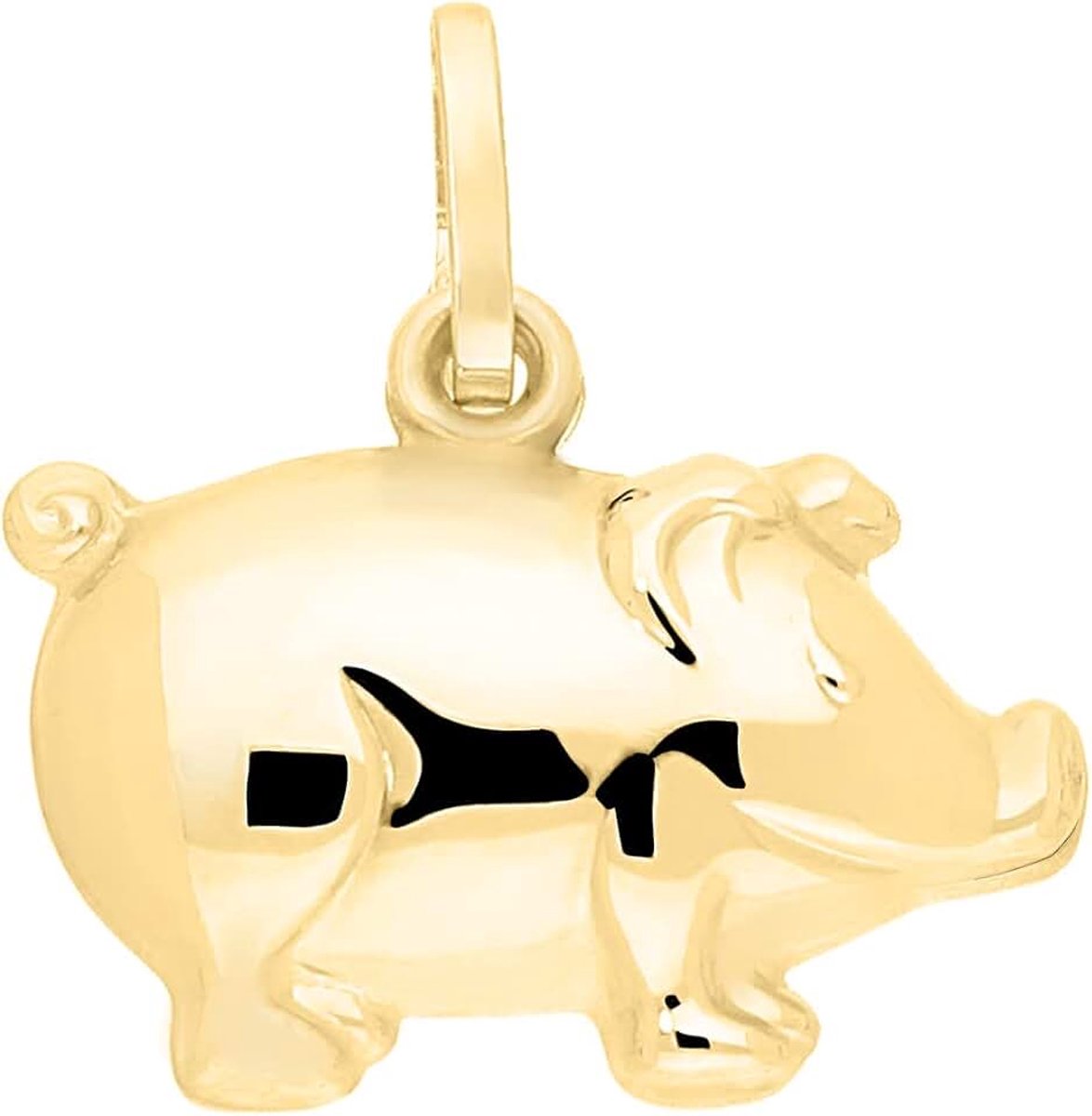 Gold Hanger voor dames en meisjes, goud 333 geluksvarken (zonder ketting), echt geelgoud (8 karaat), varkentjeshanger Piggy, Groß, Geelgoud, Geen edelsteen