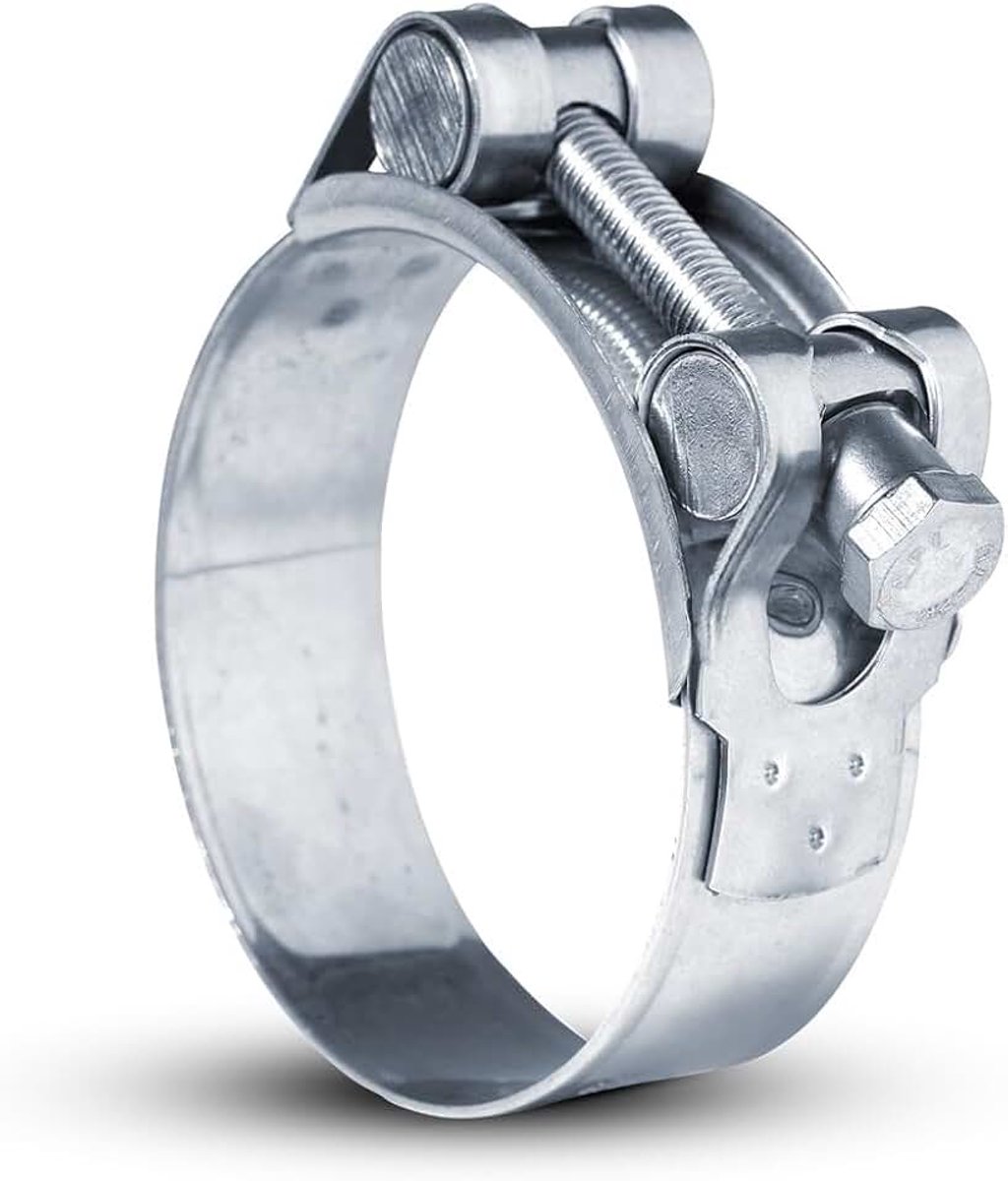 (26-28 mm) GBS roestvrij staal W4 V2A gelenkboutenklemmen slangklemmen spankaakklemmen (uitlaatklem universele uitlaatklem uitlaatpijpklem) (26-28 mm bandbreedte 18mm (schroef M5))